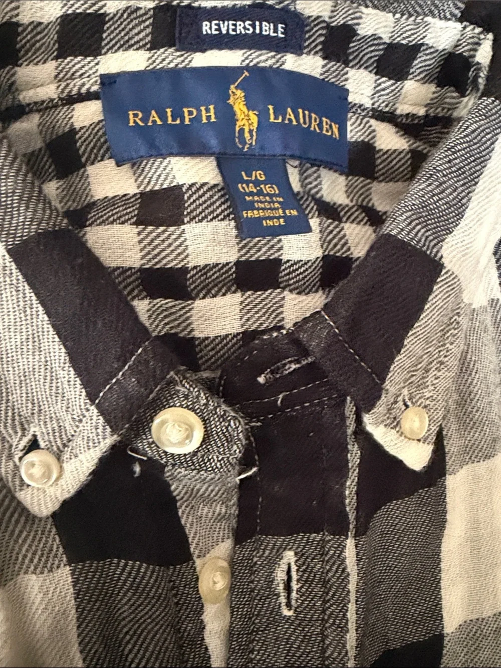 Ralph Lauren Black and White Check Button-Down Shirt